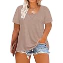 CARCOS Plus Size Tops for Women Short Sleeve Shirt Summer Star/Leopard/Tie Dye/Flower Crewneck Pullover Tunic XL-5XL