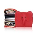 Card Holder Wallet for Women – Cute Elephant Designed Girls Wallet | 11 Card Slots Slim Wallet, Faux Leather Small Purse with Zipper, Easy to Fit in Pocket &amp; Bag | Perfect Gifts for Woman- Red