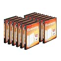 Cardinal Economy 3 Ring Binders, Binders for School and Office, Durable 1/2 inch Round Rings, Holds 125 Sheets, ClearVue Presentation View, Non-Stick, Black, Carton of 12 (90602)