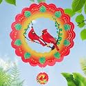 Cardinal Wind Spinners Gift for Women Men, 12 Inch Outdoor Metal 3D Wind Spinner Garden Yard Decor, Hanging Wind Catchers Stainless Steel Kinetic Sculpture for Outside Decoration