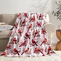 Cardinals Super Soft Flannel Fleece Blanket, Lightweight Microfiber Cozy Plush Blanket for Teens, 60"x50"