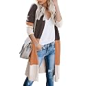 CARDYDONY Women's Long Color Block Cardigan Sweater