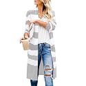 CARDYDONY Women's Long Color Block Cardigan Sweater