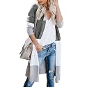 CARDYDONY Women's Long Color Block Cardigan Sweater