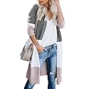 CARDYDONY Women's Long Color Block Cardigan Sweater