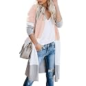 CARDYDONY Women's Long Color Block Cardigan Sweater