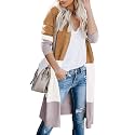 CARDYDONY Women's Long Color Block Cardigan Sweater