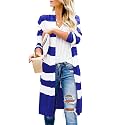 CARDYDONY Women's Long Color Block Cardigan Sweater