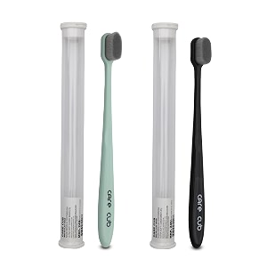 black amp green flat head ultra soft-bristles micro nano 10000 nano bristle good cleaning effect for sensitive teeth oral gum recessionmanual toothbrush for adults pack of 2