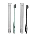 Black &amp; Green Flat Head Ultra Soft-Bristles Micro Nano 10,000 Nano Bristle Good Cleaning Effect For Sensitive Teeth Oral Gum Recession,Manual Toothbrush For Adults Pack Of 2