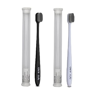 black amp white zigzag head ultra soft-bristles micro nano 10000 nano bristle good cleaning effect for sensitive teeth oral gummanual toothbrush for adults pack of 2