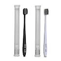 BLACK & WHITE ZigZag Head Ultra Soft-Bristles Micro Nano 10,000 Nano Bristle Good Cleaning Effect For Sensitive Teeth Oral Gum,Manual Toothbrush For Adults Pack Of 2