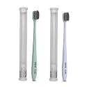Green &amp; White Flat Head Ultra Soft-Bristles Micro Nano 10,000 Bristle Good Cleaning Effect For Sensitive Teeth Oral Gum,Manual Toothbrush For Adults Pack Of 2