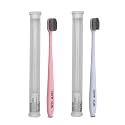 Manual Pink &amp; White Flat Head Toothbrushes - Bpa-Free, Ultra Soft Micro Nano Bristles For Gentle Cleaning, Perfect For Sensitive Teeth, Oral Care Bliss, Youth &amp; Adults Pack Of 2