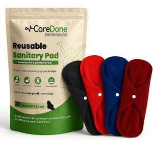 caredone cloth period pads washable napkin for heavy flow with wingsmulticolorpackof4 sanitary pad