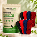 CareDone Cloth Period Pads Washable Napkin for Heavy Flow with Wings(Multicolor,Packof8) Sanitary Pad (Pack of 8)
