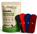 CareDone Pack of 4,Washable Overnight Cotton Cloth Panty Liners Period Pads for women. Sanitary Pad (Pack of 4)