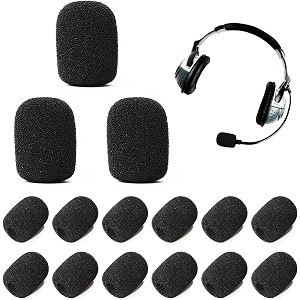 careflection 5 piece mini microphone covers - high density foam for headset and lavalier mic protection black