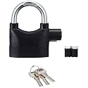 Careflection Motion Sensor Alarm Padlock, Black Metal, 110db Siren, Anti-Theft Security Lock for Doors, Motorcycles, Battery Powered Gates