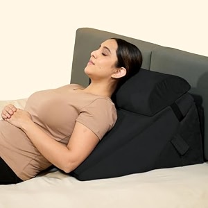 carefoam adjustable wedge pillow for sleeping acid reflux amp back support  12-in-1 foldable memory foam bed cushion with removable cover  ideal for leg elevation  20 x 20 x 12 inch  black velvet