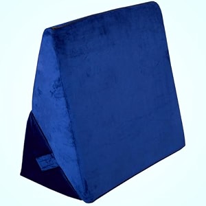 carefoam wedge pillow for back support adjustable memory foam bed wedge pillow for sleeping acid reflux gerd snoring pregnancy post-surgical recovery  velvet blue  22x22x12 inch