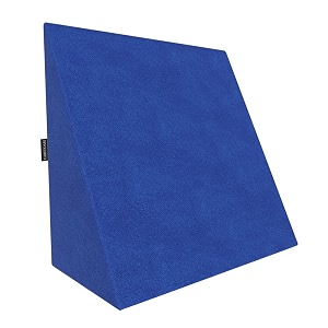 carefoam orthopedic wedge pillow for sleeping reading amp acid reflux relief  premium memory foam bed cushion  ideal for back support leg elevation  18 x 18 x 10 inch  blue velvet