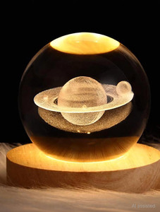 carempire 3d saturn crystal ball night light ball projection lamp planet model table lamp