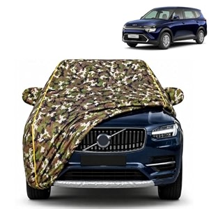 carens 100 waterproof car cover  dustproof sun protection cover  soft cotton lining  triple stitched  mirror pocket  antenna pocket  all weather body cover army