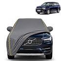 Carens 100% Waterproof Car Cover | Dustproof Sun Protection Cover | Soft Cotton Lining | Triple Stitched | Mirror Pocket | Antenna Pocket | All Weather Body Cover (Grey with Yellow Piping)