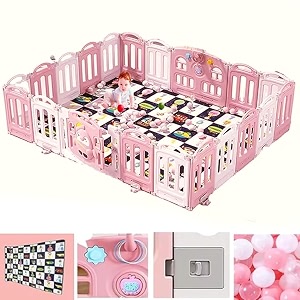 14 panel playpen for babies upto 5 year babies and toddlers portable amp foldable with mat balls gate activity panel playard for kids play area indoor setup outdoor children playing area play pen