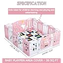 Playpen for Babies Kids Play Yard with Mat and Balls Gate Playard for Baby Play Area Indoor Setup,Kid Toddlers Playpen Baby Upto 4 Yrs (6 * 5 ft = 30 sqft, White & Pink, 16 Panel)