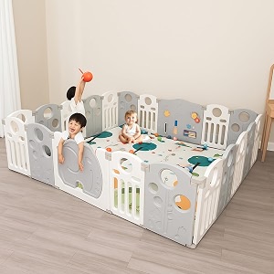 18 panel36sqft cover area playpen for babies and toddlers 0-3 years with mat and balls foldable activity fence with lock gate baby play area play yard play pen indoor setup grey 6  6 ft 