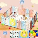 18 Panel Large Playpen for Babies Upto 5 Year with Mat Balls Gate Toddler Infant Play Pen Activity Play Yard for Kids Children Playing Area Baby Play Area Indoor Setup Baby Playpen