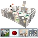 Careopeta 16 Panel Playpen for Babies Upto 5 years 16 Panel Baby playard play pen with basket ball, Mat, Gate and Balls kids play area indoor setup Portable for Toddlers children(5.2 * 6.1FT=30 SQFT Grey)