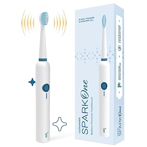 caresmith spark one electric battery toothbrush  electric tooth brushes for adult  aa battery provided  30000 strokes per minute white 1