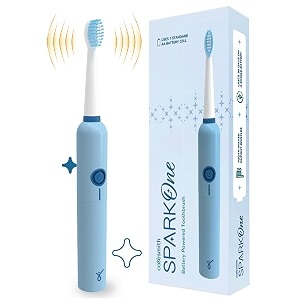 caresmith spark one electric battery toothbrush  electric tooth brushes for adult  aa battery provided  30000 strokes per minute blue 1