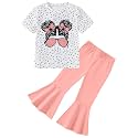 CARETOO Girls Summer Outfit Poster Girl Matching Sister 2pcs Sets Printed t-Shirt + Flare Leg Pants For 3-10 Years