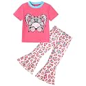 CARETOO Girls Summer Outfit Poster Girl Matching Sister 2pcs Sets Printed t-Shirt + Flare Leg Pants For 3-10 Years