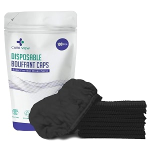 careview cv-bfc stretchable disposable non-woven bouffant capssurgical capscooking caps pack of 100 black