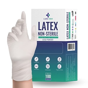 careview non sterile and less powdered latex medical examination hand gloves - white pack of 100 pieces