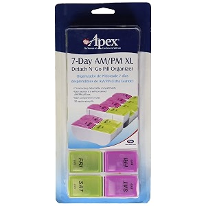 carex health brands 7-day am-pm xl detach n39 go pill organizer