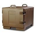 Carlisle FoodService Products Insulated Food Pan Carrier, Holds 7 Sheet Pans (Sold Separately), Front-Loading Cateraide with Handles, Rugged PE Shell with PU Insulation, Brown