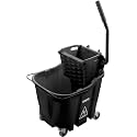 Carlisle FoodService Products Omnifit Mop Bucket with Side Press Wringer for Floor Cleaning, Kitchens, Restaurants, Office, And Janitorial Use, Polypropylene (Pp), 35 Quarts, Black