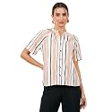 Carlton London Women's Polyester Striped Regular Fit Blouse