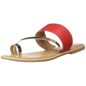 Carlton London Womens Red Flat Sandal