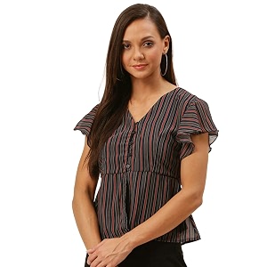 Carlton London Womens Striped Regular Fit Blouse
