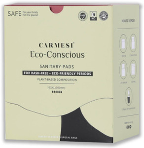 carmesi eco-conscious sanitary pads for rash-free  eco-friendly periods 10 xxl sanitary pad pack of 10