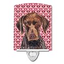 Caroline's Treasures SC9244CNL German Shorthaired Pointer Hearts Love and Valentine's Day Ceramic Night Light Compact, UL-Certified, Ideal for Bedroom, Bathroom, Nursery, Hallway, Kitchen, 6x4x3, MUL
