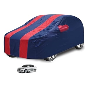 car cover compatible with amaze model  2018-till date with mirror pocket water resistant triple stitched amaze car cover- navy-red
