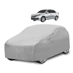 car cover compatible with amaze model  2018-till date with mirror pocket water resistant triple stitched amaze car cover- plain silver